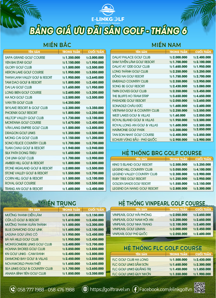 gia san golf viet nam thang 6