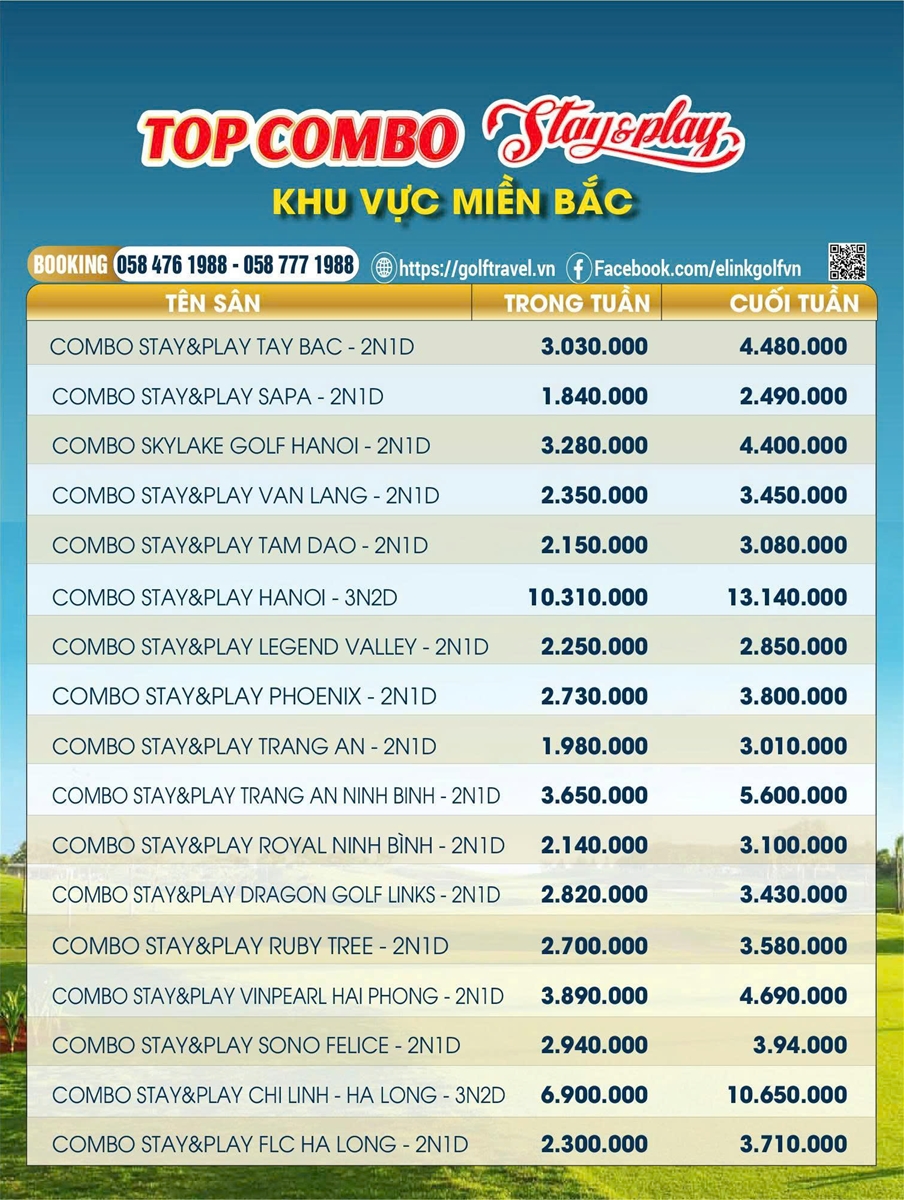 Top combo chơi golf nghỉ dưỡng miền Bắc