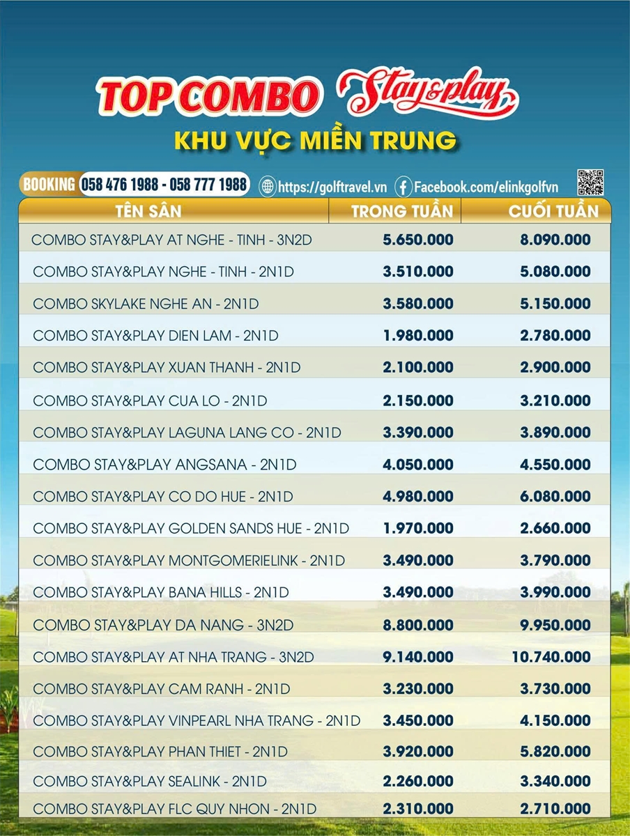 top combo chơi golf miền trung